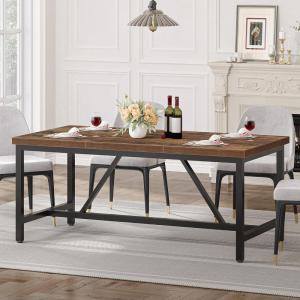imageYITAHOME 708quot Large Kitchen Dining Room Table for 68 People Rustic Brown Farmhouse Industrial Wood Style Rectangle Apartment Dinning Room Dinette Tables for Eating Dinner