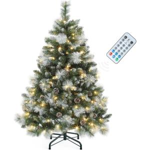 imageYITAHOME 75 FT Prelit Pink Flocked Christmas Tree PreLit Pink Spruce Artificial Christmas Tree with 1346 PVC Flocked Tips and 550 WarmWhite Lights for Home Office DecorationGreen