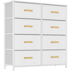 imageYITAHOME 8Drawer Fabric Dresser Furniture Storage Tower Cabinet Organizer for Bedroom Living Room Hallway Closet Sturdy Steel Frame Wooden Top EasytoPull Fabric Bins Rustic BrownWhite