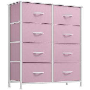 imageYITAHOME 8Drawer Fabric Dresser Furniture Storage Tower Cabinet Organizer for Bedroom Living Room Hallway Closet Sturdy Steel Frame Wooden Top EasytoPull Fabric Bins Rustic BrownApink