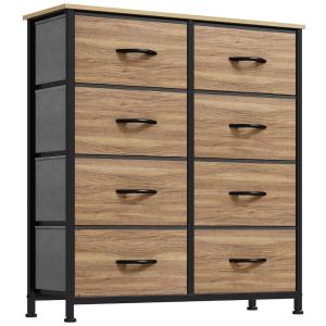 imageYITAHOME 8Drawer Fabric Dresser Furniture Storage Tower Cabinet Organizer for Bedroom Living Room Hallway Closet Sturdy Steel Frame Wooden Top EasytoPull Fabric Bins Rustic BrownCool Burlywood