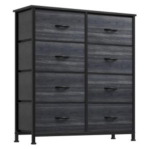 imageYITAHOME 8Drawer Fabric Dresser Furniture Storage Tower Cabinet Organizer for Bedroom Living Room Hallway Closet Sturdy Steel Frame Wooden Top EasytoPull Fabric Bins Rustic BrownBlack Grain Black Print