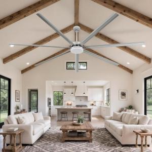 imageYITAHOME 96 Inch Industrial Ceiling Fan with Lights Large Ceiling Fan with 7 Reversible Aluminum Blades 3 Downrods 6Speed Remote Control Home or Commercial Fan for PorchGarageShop BlackNickel