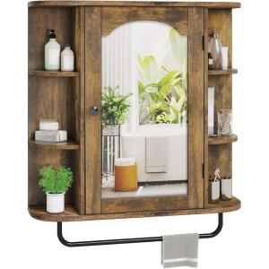 imageYITAHOME Bathroom Cabinet Medicine Cabinet Organizer Wall Mounted Cabinet with Mirror Door and Removable Shelf for Bathroom Living Room Laundry Bedroom Purplish BlueBrown