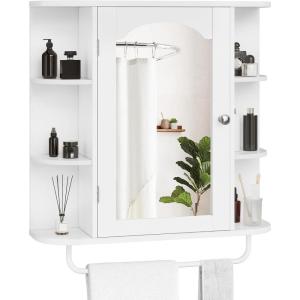 imageYITAHOME Bathroom Cabinet Medicine Cabinet Organizer Wall Mounted Cabinet with Mirror Door and Removable Shelf for Bathroom Living Room Laundry Bedroom Purplish BlueWhite
