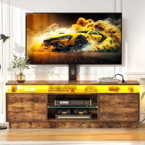 imageYITAHOME Black TV Stand for Living Room with Height Adjustable Mount Modern TV Stand for 7065 Inch TV LED Entertainment Center with Storage Media Console Cabinet BlackRustic Brown