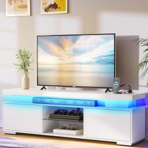 imageYITAHOME Black TV Stand for Living Room with Height Adjustable Mount Modern TV Stand for 7065 Inch TV LED Entertainment Center with Storage Media Console Cabinet BlackWhite
