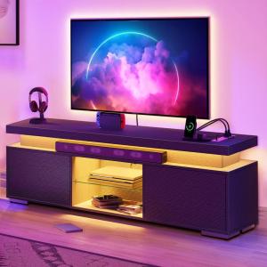 imageYITAHOME Black TV Stand for Living Room with Height Adjustable Mount Modern TV Stand for 7065 Inch TV LED Entertainment Center with Storage Media Console Cabinet BlackBlack