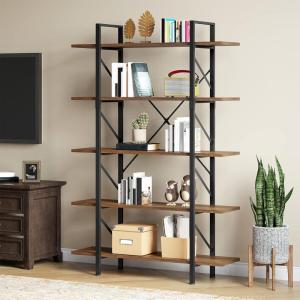 imageYITAHOME Book Shelf5 Tier Bookcase 12quot D x 47quot W x 71quot H Large Industrial Book Shelf Storage Organizer for Living Room BedroomHome Office Free Standing Storage Shelving Unit WhiteRustic Brown