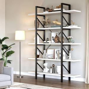imageYITAHOME Book Shelf5 Tier Bookcase 12quot D x 47quot W x 71quot H Large Industrial Book Shelf Storage Organizer for Living Room BedroomHome Office Free Standing Storage Shelving Unit WhiteWhite  Black