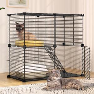 imageYITAHOME Cat Cage Indoor Cat Enclosures DIY Cat Playpen Metal Kennel with Extra Large Hammock for 12 Cats Ferret Chinchilla Rabbit Small Animals280L x 141W x 280H