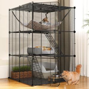 imageYITAHOME Cat Cage Indoor Cat Enclosures DIY Cat Playpen Metal Kennel with Extra Large Hammock for 12 Cats Ferret Chinchilla Rabbit Small Animals280L x 280W x 410H