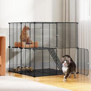 imageYITAHOME Cat Cage Indoor Cat Enclosures DIY Cat Playpen Metal Kennel with Extra Large Hammock for 12 Cats Ferret Chinchilla Rabbit Small Animals280L x 280W x 280H