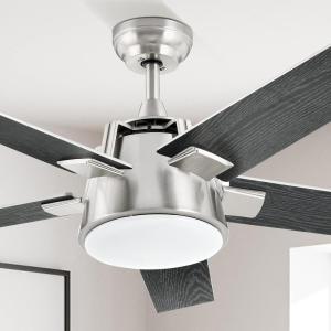 imageYITAHOME Ceiling Fan with Light and Wall Switch Remote 52 Inch Modern Black Fan Quiet Reversible Motor Dimmable LED 3Color Memory Function for Bedroom Living RoomBlack  Nickel