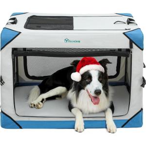 imageYITAHOME Collapsible Dog Crate 4Door Portable Travel Dog Crate 4Door Folding Soft Dog Kennel with Breathable Mesh Windows ampamp Soft MatIndoor ampamp Outdoor Use 36quot L x 25quot W x 25quot H Flat Style