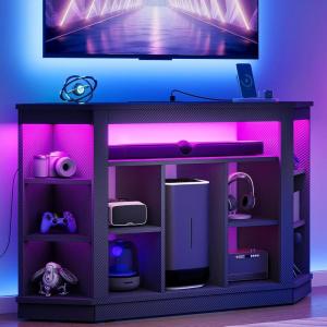 imageYITAHOME Corner TV Stand for 5550 Inch TV Farmhouse TV Stand for Living Room Entertainment Center with Storage ampamp Power Outlet TV Console Cabinet for Living Room Grey Wash ampamp Grey WhiteBlack Carbon Fiber