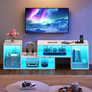 imageYITAHOME Deformable TV Stand TV Stand 65757055 inch Entertainment Center with Storage Modern LED Television Stand TV Console Cabinet for Living Room WhiteWhite1