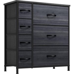 imageYITAHOME Dresser with 7 Drawers  Fabric Storage Tower Organizer Unit for Living Room Hallway  Sturdy Steel Frame Wooden Top ampamp Easy Pull Fabric BinsCool Black Ash
