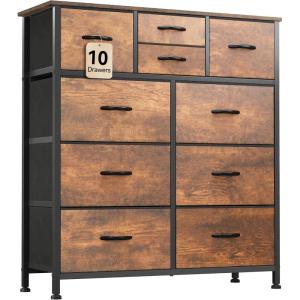 imageYITAHOME Dresser with 7 Drawers  Fabric Storage Tower Organizer Unit for Living Room Hallway  Sturdy Steel Frame Wooden Top ampamp Easy Pull Fabric BinsEarthy Brown