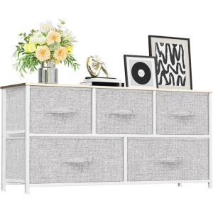 imageYITAHOME Dresser with 7 Drawers  Fabric Storage Tower Organizer Unit for Living Room Hallway  Sturdy Steel Frame Wooden Top ampamp Easy Pull Fabric BinsLight Grey
