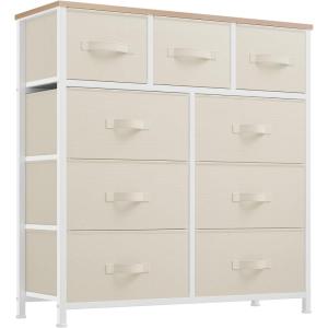 imageYITAHOME Dresser with 7 Drawers  Fabric Storage Tower Organizer Unit for Living Room Hallway  Sturdy Steel Frame Wooden Top ampamp Easy Pull Fabric BinsCream White
