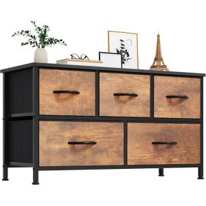 imageYITAHOME Dresser with 7 Drawers  Fabric Storage Tower Organizer Unit for Living Room Hallway  Sturdy Steel Frame Wooden Top ampamp Easy Pull Fabric BinsRustic Brownnew