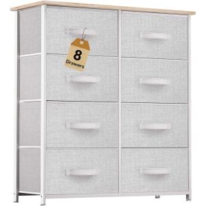 imageYITAHOME Dresser with 8 Drawers  Fabric Tower for Bedroom Dresser ampamp Chest of Drawers Fabric Storage Tower Organizer Unit for Bedroom Hallway ClosetsLight Grey Fabric