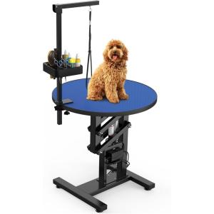 imageYITAHOME Electric Lift Dog Grooming Table 24quot Rotating Desktop Pet Grooming Table for Dogs at Home Adjustable Overhead Arm ampamp Tool Organizer Dog Grooming Station BlackBlue