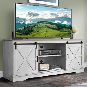 imageYITAHOME Farmhouse TV Stand for 65 Inch Television Stand Entertainment Center with Storage Cabinets and Sliding Barn Doors Rustic Media TV Console Table for Living Room Grey WhiteGrey WashGrey WhiteGrey Wash