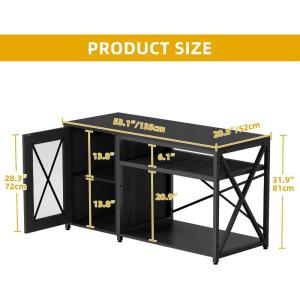 imageYITAHOME Fish Tank Stand with Power Outlets ampamp LED Light 5575 Gallon Metal Aquarium Stand with Cabinet for Fish Tank Accessories Storage for Turtle Tank Reptile Terrarium 860LBS Capacity Black