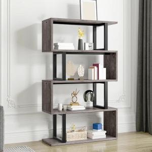 imageYITAHOME Geometric Bookshelf 5Tier Bookshelf SShaped Bookshelves Modern Geometric Bookcase Freestanding Multifunctional Storage Shelving for Living Room Home Office BlackGrey