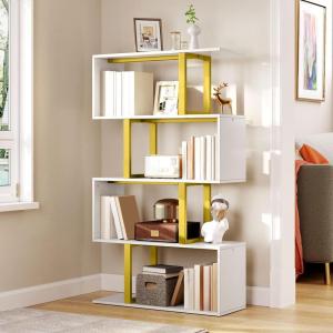 imageYITAHOME Geometric Bookshelf 5Tier Bookshelf SShaped Bookshelves Modern Geometric Bookcase Freestanding Multifunctional Storage Shelving for Living Room Home Office BlackWhite Gold