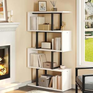 imageYITAHOME Geometric Bookshelf 5Tier Bookshelf SShaped Bookshelves Modern Geometric Bookcase Freestanding Multifunctional Storage Shelving for Living Room Home Office BlackWhite