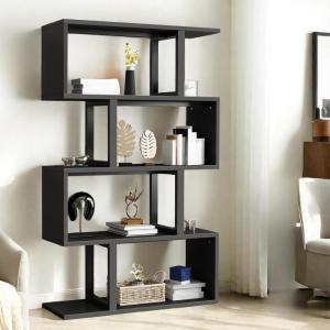 imageYITAHOME Geometric Bookshelf 5Tier Bookshelf SShaped Bookshelves Modern Geometric Bookcase Freestanding Multifunctional Storage Shelving for Living Room Home Office BlackBlack