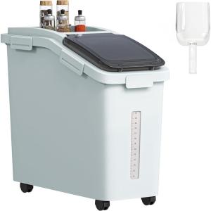 imageYITAHOME Ingredient Flour Storage Bin Commercial 114Gallon Flour Storage Container 280 Cups Rice Storage Bins with Wheels Shelfstorage Bin with Scoop and Lid Rice Bin for Kitchen Gray
