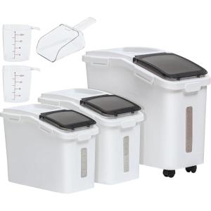 imageYITAHOME Ingredient Storage Bin 206 Gal1145834 Gal Commercial Rice Flour Storage Container 500 Cups Storage Bins with Wheels Shelfstorage Bin with Scoop and Lid Rice Bin for Kitchen WhiteWhite