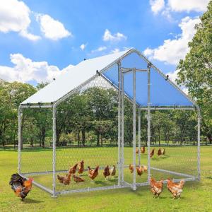 imageYITAHOME Large Metal Chicken Coop Walkin Poultry Cage Hen Run House Duck House Cage Coop with Waterproof and AntiUltraviolet Cover for Outdoor Back Yard Farm Use125L x 92W x 62H66x98x64