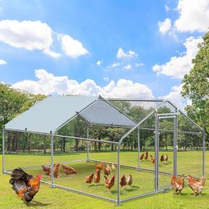imageYITAHOME Large Metal Chicken Coop Walkin Poultry Cage Hen Run House Duck House Cage Coop with Waterproof and AntiUltraviolet Cover for Outdoor Back Yard Farm Use125L x 92W x 62H131x98x64