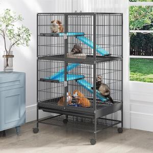 imageYITAHOME Metal 4Tiers Small Animal Cages for Adult Rats Ferret Chinchilla Guinea Pig Large Hamster Indoor Critter Nation Cage DoubleStory