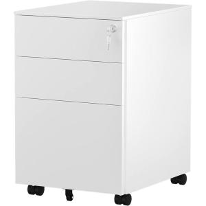 imageYITAHOME Metal Filing Cabinet Office Drawers with Keys and Wheels 3Drawer Portable File Cabinet PreBuilt Office Storage Cabinet for A4LetterLegal Black White