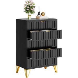 imageYITAHOME Metal Storage Cabinet Fluted Cabinet with 6 Drawers for Living Room Entryway Hallway Black5 Drawers
