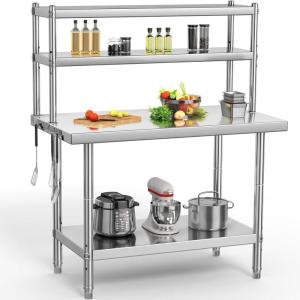 imageYITAHOME NSF Stainless Steel Table 30quot X 24quot Work Table with Wheels 3 Shelves Metal Prep Worktable for Home Kitchen Restaurant Garage Warehouse Outdoor2 tier  overshleves
