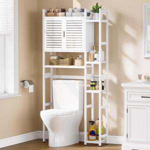 imageYITAHOME Over The Toilet Cabinet for Bathroom Storage Above Toilet Storage with Drawers Side Shelf Tissue Reel Over The Toilet Shelves Space Saver Cabinet for Bathroom Laundry Room Marble WhitePearly White