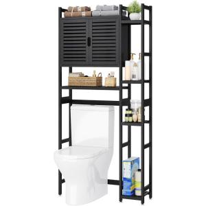 imageYITAHOME Over The Toilet Cabinet for Bathroom Storage Above Toilet Storage with Drawers Side Shelf Tissue Reel Over The Toilet Shelves Space Saver Cabinet for Bathroom Laundry Room Marble WhiteBlack