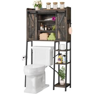 imageYITAHOME Over The Toilet Cabinet for Bathroom Storage Above Toilet Storage with Drawers Side Shelf Tissue Reel Over The Toilet Shelves Space Saver Cabinet for Bathroom Laundry Room Marble WhiteDark Rustic Oak