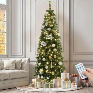 imageYITAHOME PreLit Black Pencil Halloween Christmas Tree 6ft wRemote Black Slim Artificial Christmas Tree Prelit Pencil Christmas Tree w 200 LED Lights ampamp 700 Branch Tips  Holiday DecorGreen