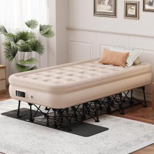 imageYITAHOME Queen Air Mattress with Frame and Rolling Case Inflatable Air Bed with Builtin Pump for Guests Camping and RV Easy Carry Case Black Inflated Size 79L x 59W x 28HBrown