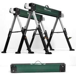 imageYITAHOME Saw Horses 2 Pack Folding Saw Horse 2x4 Brackets 6 Speed Adjustable Legs Metal Folding Sawhorse for Woodworking Carpenters Contractors4x4 SawhorseHeavy Duty