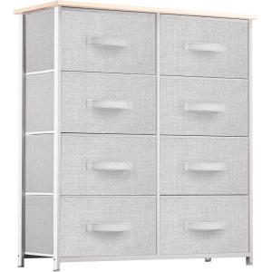 imageYITAHOME Storage Tower Unit with 8 Drawers  Fabric Dresser with Large Capacity Organizer Unit for Living Room  Sturdy Steel Frame Wooden Top ampamp Easy Pull Fabric Bins