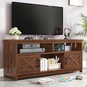 imageYITAHOME TV Stand for 6555 Inch Television Farmhouse Entertainment Center Television Stand with Power Outlets and Open Shelf Media Console TV Cabinet for Living Room WhiteBlackWalnut